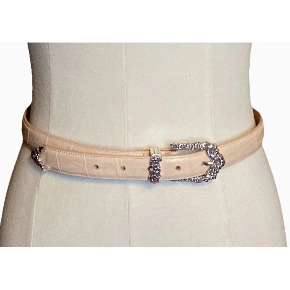 Brighton Pink Leather Vintage Belt With Silver Buckle Size ML/32 Western Girl